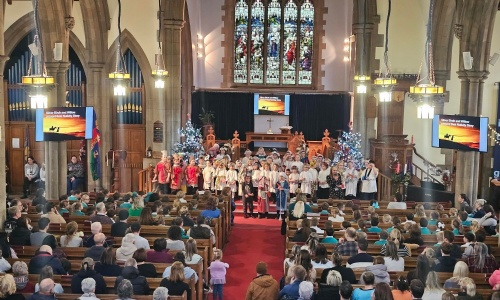 Picture of children at the front of congregation at Bridge Church